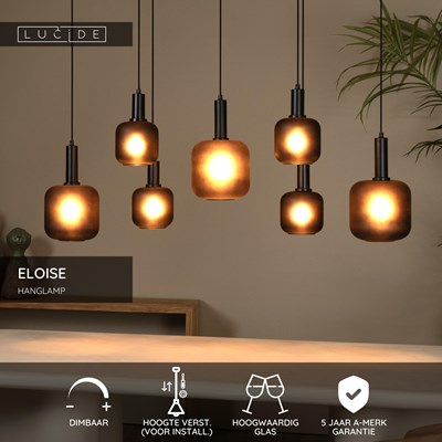 Lucide ELOISE - Hanglamp - 7xE27 - Zwart